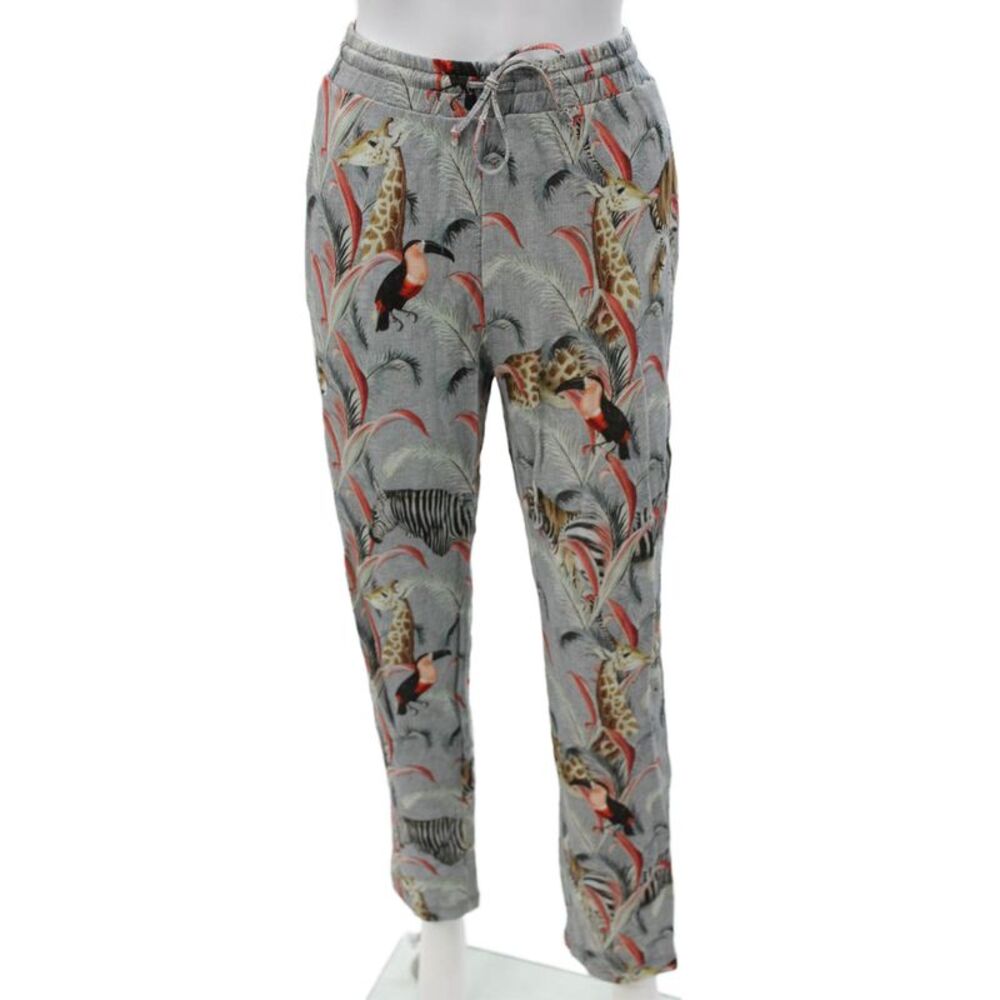 Paul & Joe Womens Jogger Pants Gray Animal Print Cotton Size 42